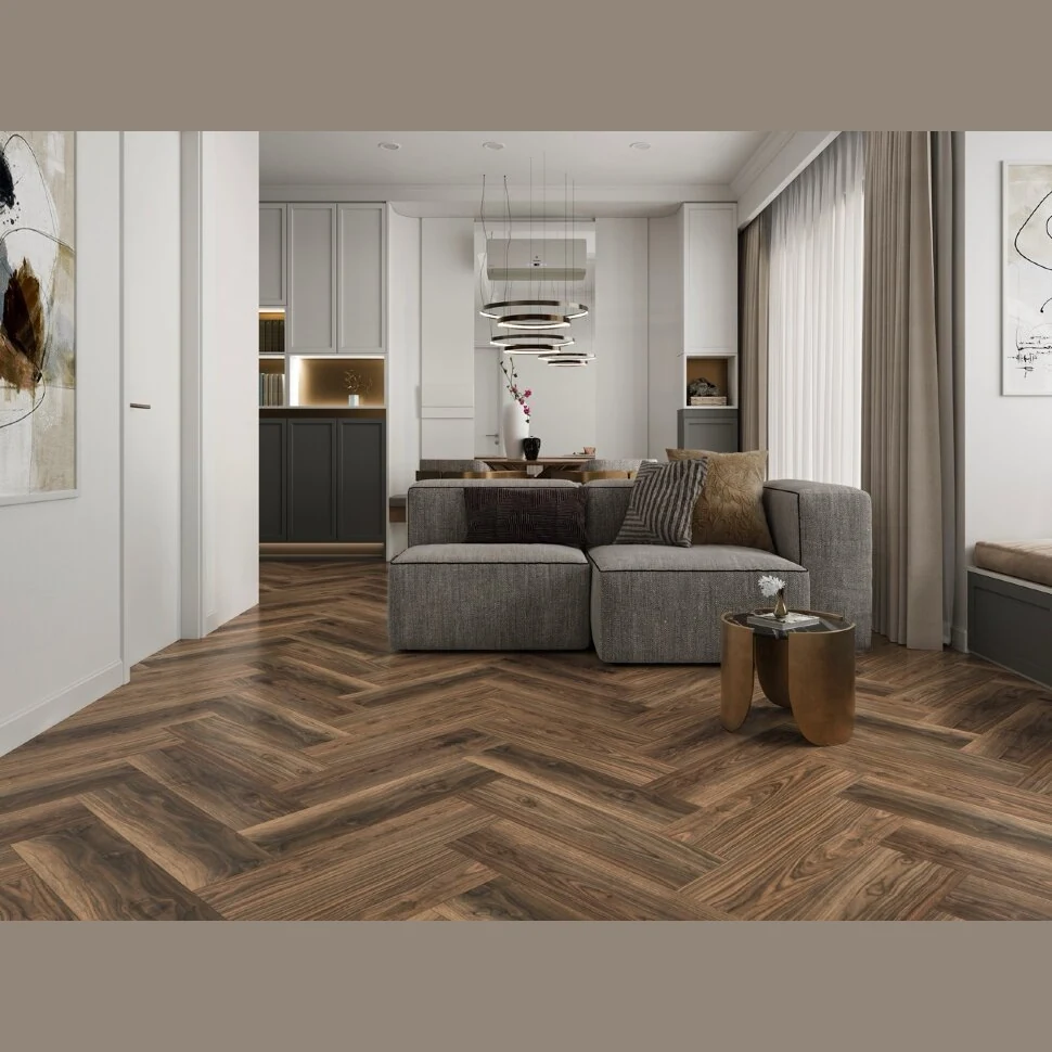 Каменный SPC ламинат CronaFloor Herringbone Дуб Ле-Ман (640х128х4,5 мм)