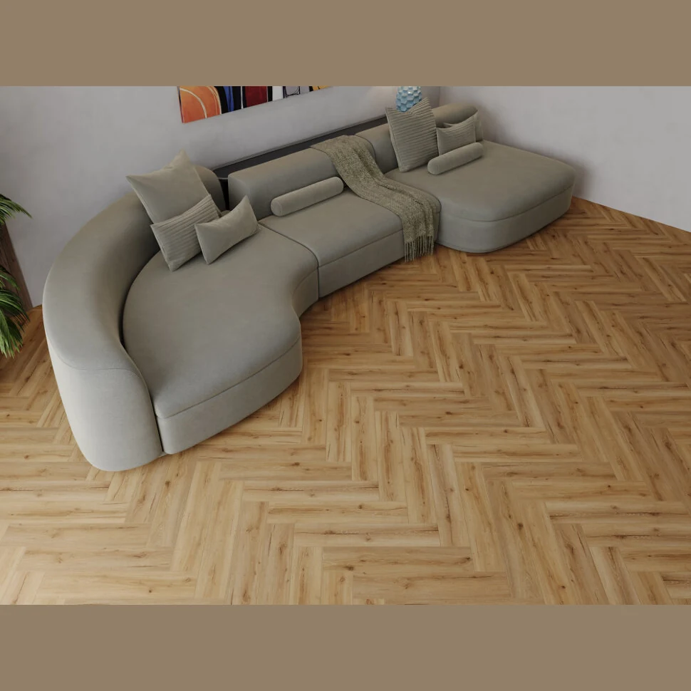 Каменный SPC ламинат CronaFloor Herringbone 2.0 Дуб Лион H012 (640х128х4,5мм)
