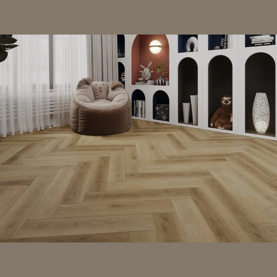 Каменный SPC ламинат CronaFloor Herringbone 2.0 Дуб Лимож H020 (640х128х4,5мм)