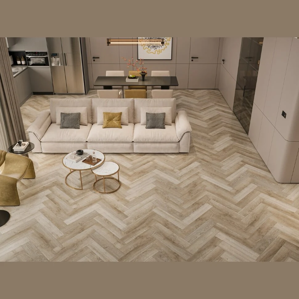 Каменный SPC ламинат CronaFloor Herringbone Дуб Лилль H007 (640х128х4,5 мм)