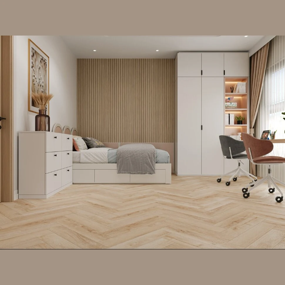 Каменный SPC ламинат CronaFloor Herringbone Дуб Дижон H010 (640х128х4,5 мм)