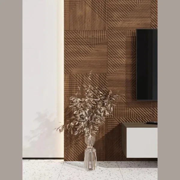 Стеновая квадратная панель Пирамида МДФ Ликорн Орех-темный 500х500х8 (4 шт.)