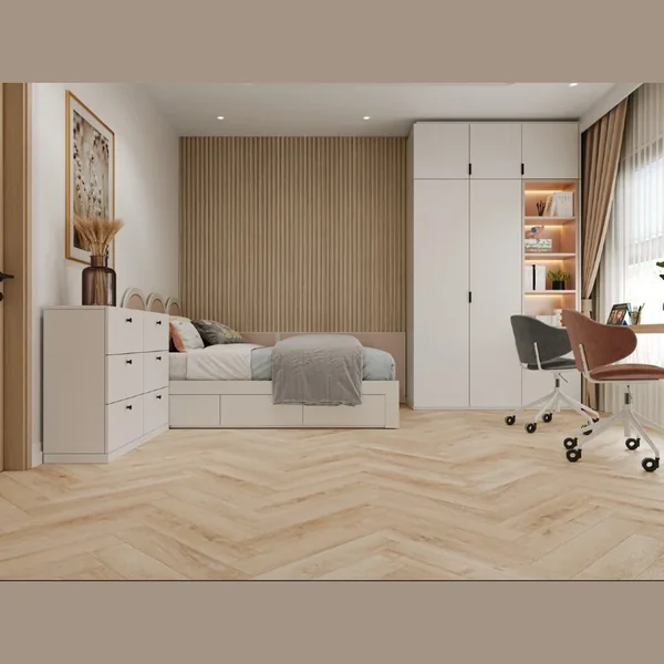 Каменный SPC ламинат CronaFloor Herringbone Дуб Дижон H010 (640х128х4,5 мм)