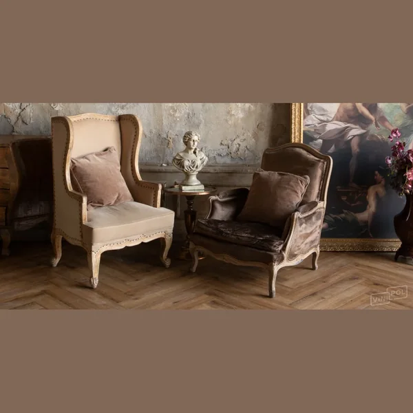 Каменный SPC ламинат VINILPOL Herringbon 9933 Паркет Франческо