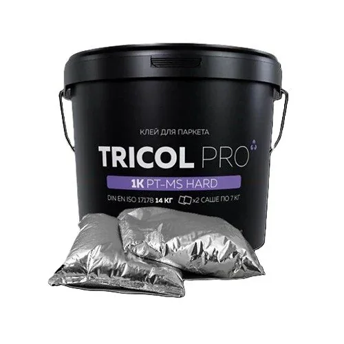 Клей для паркета TRICOL PRO 1K PT-MS HARD, 14 кг (ведро с пакетами 7+7 кг)