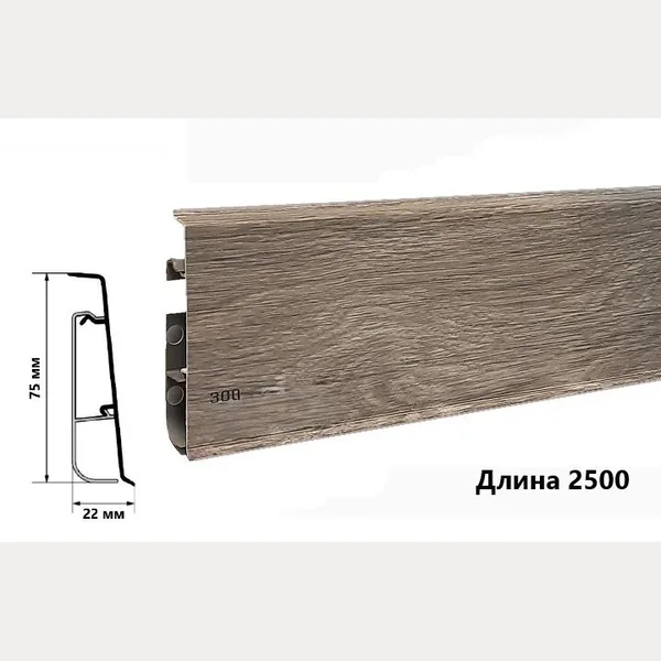 Пластиковый плинтус CEZAR HI-LINE PRESTIGE 300 (75х22х2500мм)