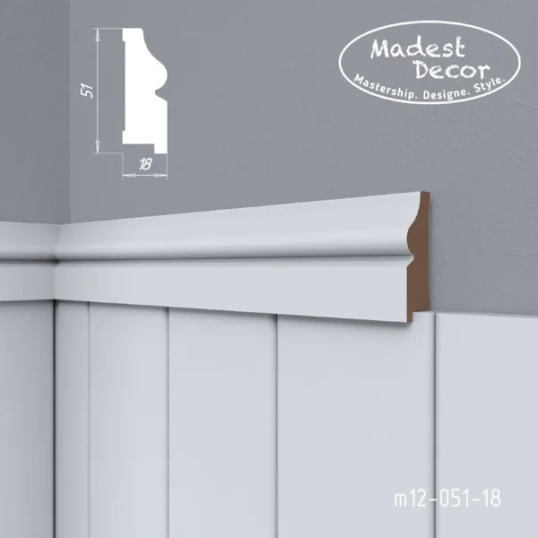 Молдинг для панелей Madest Decor m12-051-18 под покраску (1 шт)