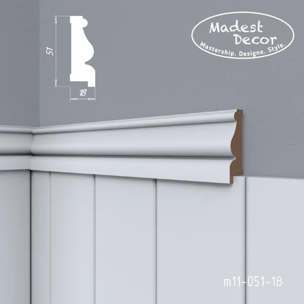 Молдинг для панелей Madest Decor m11-051-18 под покраску (1 шт)