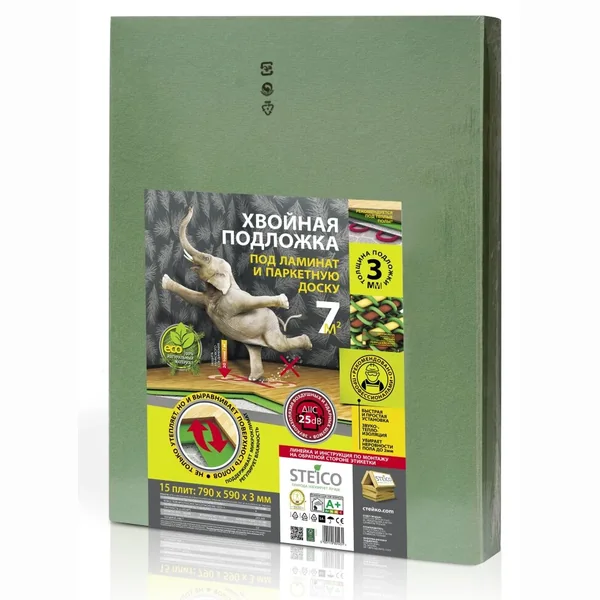 Подложка хвойная листовая STEICO UNDERFLOOR 590*790*3,0 мм (7 кв.м)